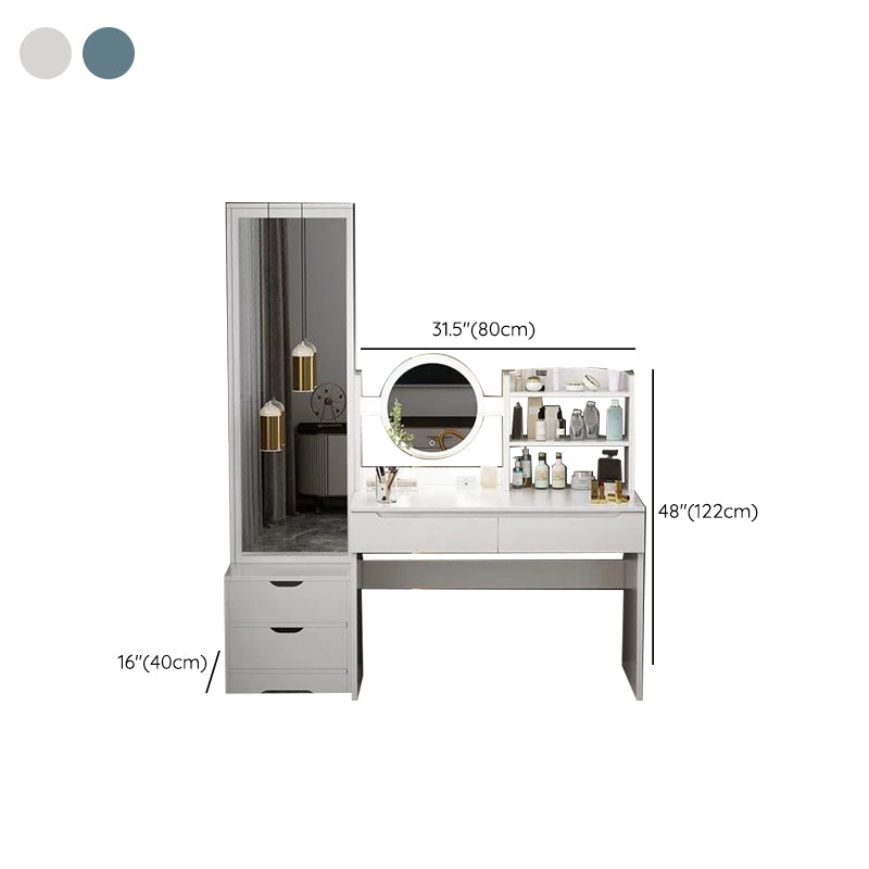 Wooden Modern with Drawer Bedroom Lighted Mirror Make-up Vanity