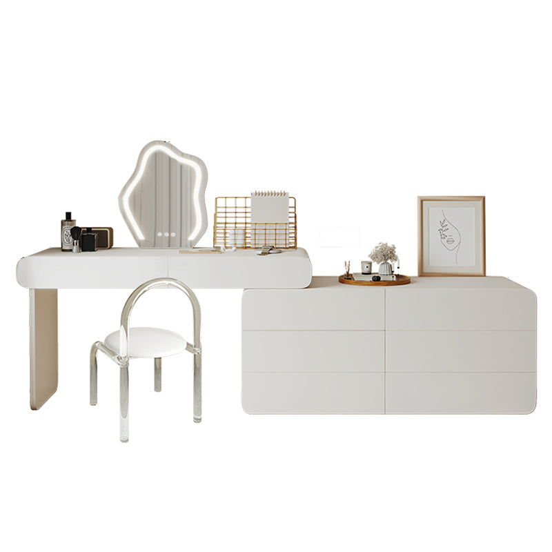 Contemporary White Lighted Mirror Bedroom Wooden Vanity Dressing Table