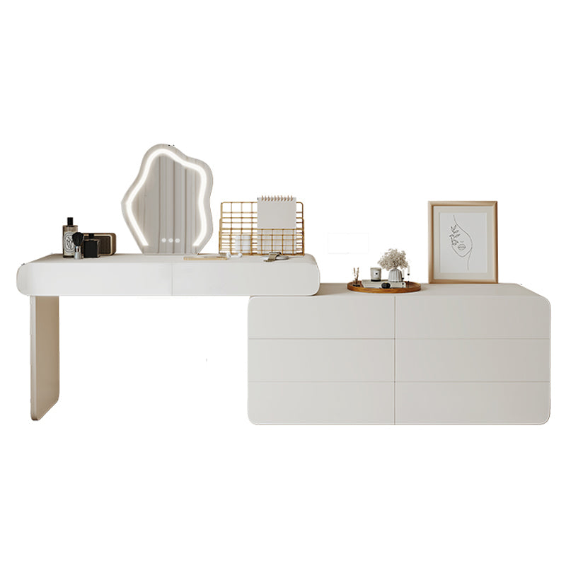 Contemporary White Lighted Mirror Bedroom Wooden Vanity Dressing Table