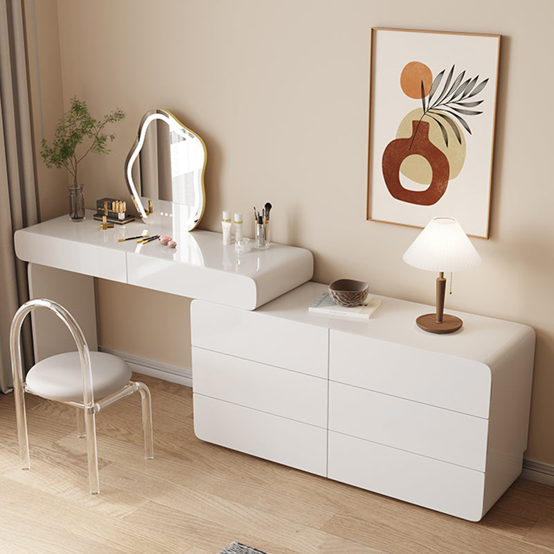 Contemporary White Lighted Mirror Bedroom Wooden Vanity Dressing Table