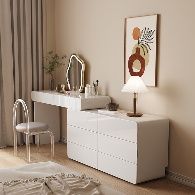 Contemporary White Lighted Mirror Bedroom Wooden Vanity Dressing Table