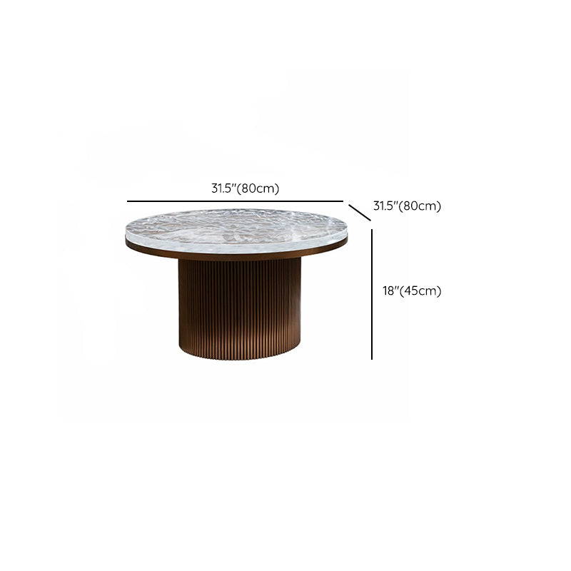 Clear Glam Metal Single Round Pedestal Coffee Cocktail Table