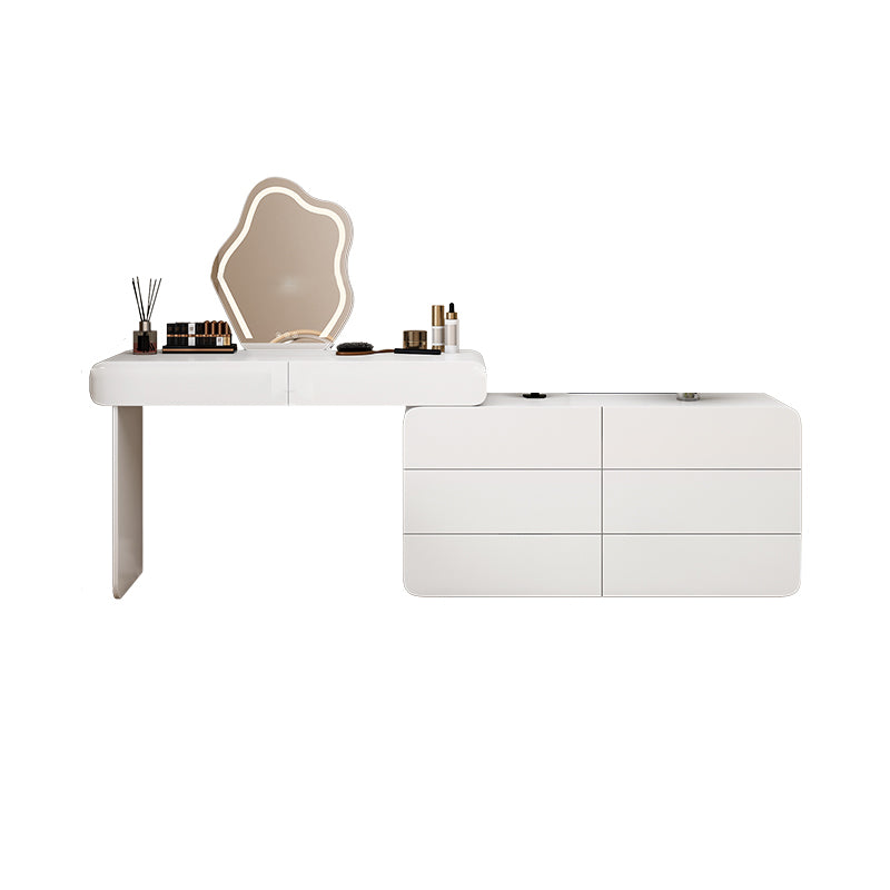 Contemporary Bright White Bedroom Wooden Lighted Mirror Make-up Vanity