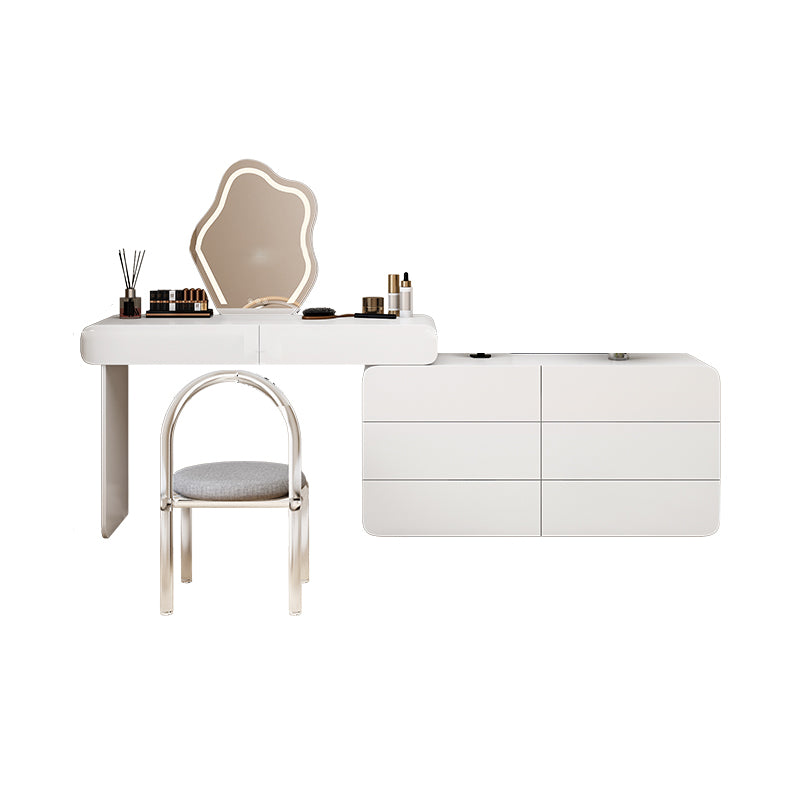 Contemporary Bright White Bedroom Wooden Lighted Mirror Make-up Vanity