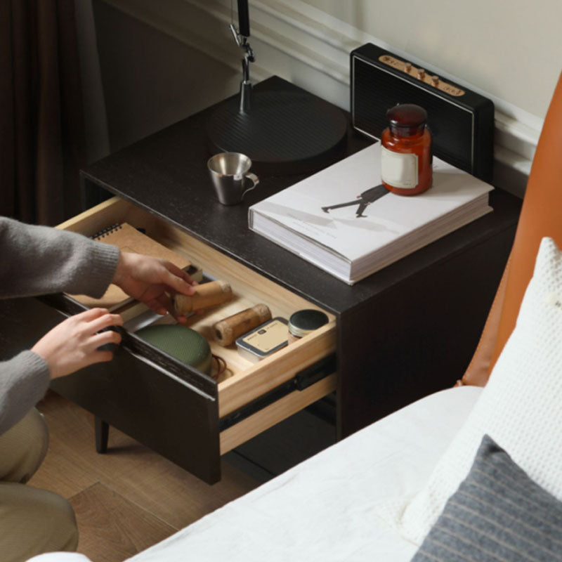 Mid Century Modern Wooden Nightstand with 2 Drawers for Bedroom