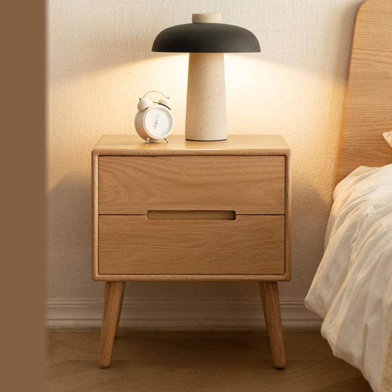 Scandinavian Wooden Bedside Cabinet with 2 Drawer for Bedroom
