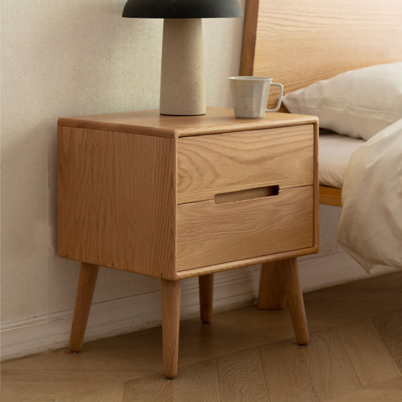 Scandinavian Wooden Bedside Cabinet with 2 Drawer for Bedroom