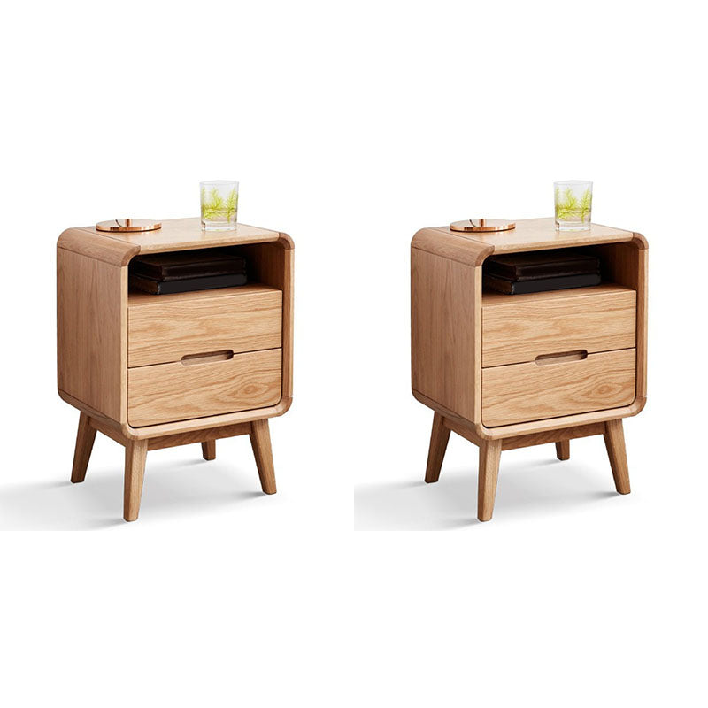 Scandinavian Wooden Bedside Cabinet with 2 Drawer for Bedroom