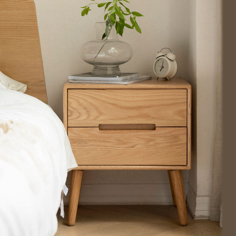 Scandinavian Wooden Bedside Cabinet with 2 Drawer for Bedroom