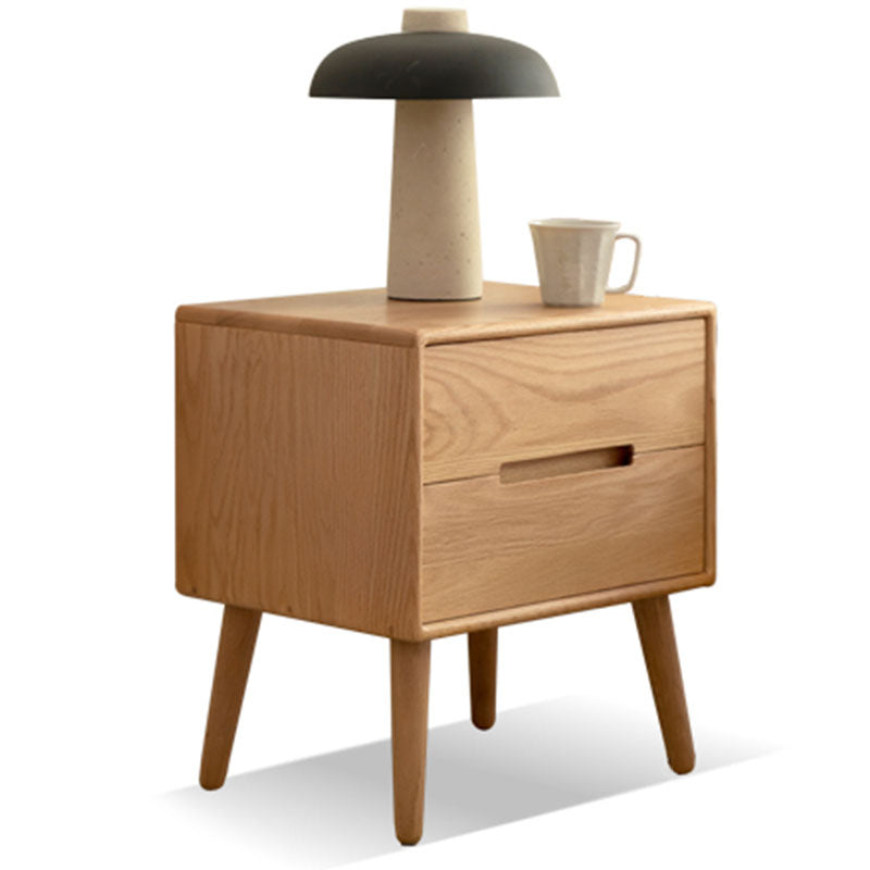 Scandinavian Wooden Bedside Cabinet with 2 Drawer for Bedroom