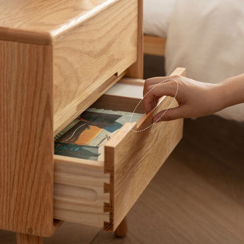 Scandinavian Wooden Bedside Cabinet with 2 Drawer for Bedroom