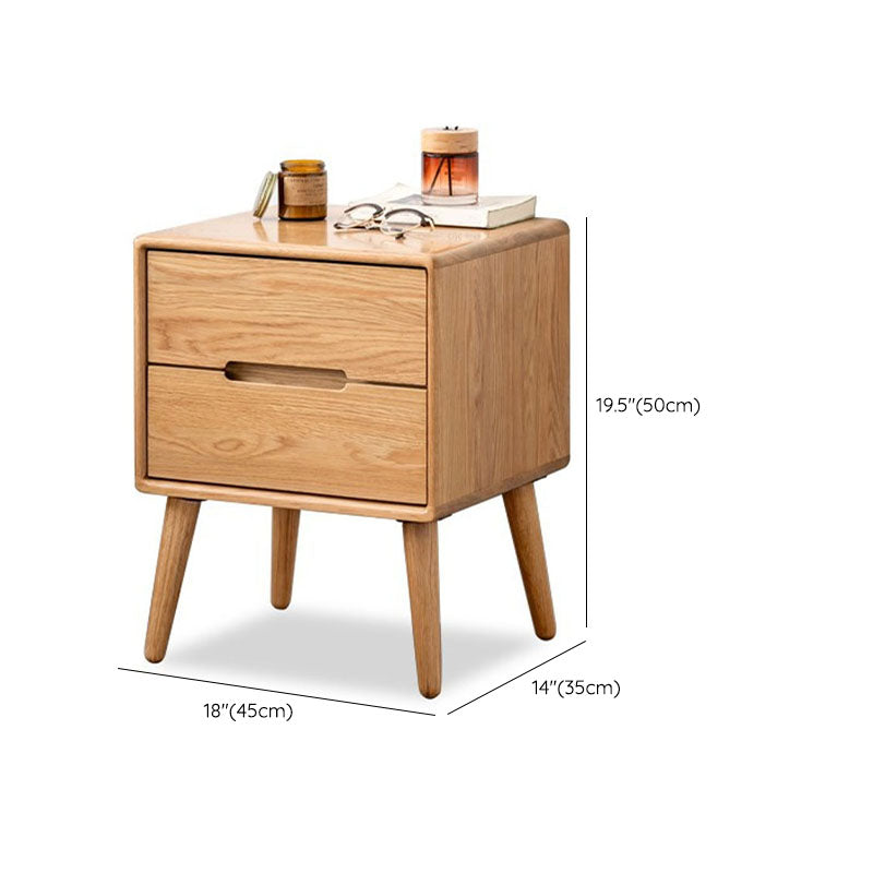 Scandinavian Wooden Bedside Cabinet with 2 Drawer for Bedroom