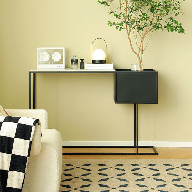 Contemporary Iron Console Accent Table with Shelves for Hall