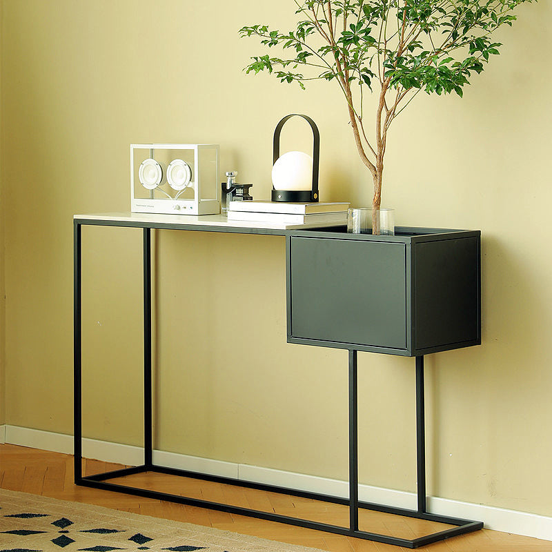 Contemporary Iron Console Accent Table with Shelves for Hall