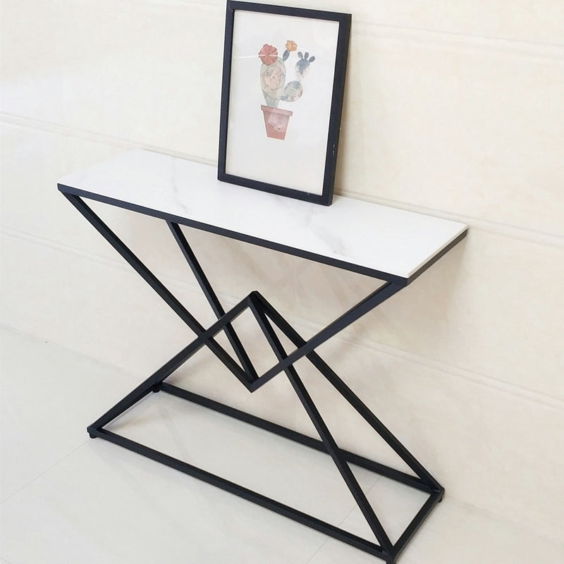 Contemporary Iron Console Accent Table with Shelves for Hall