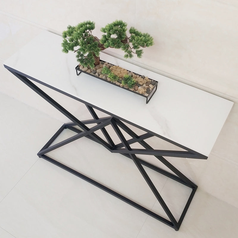 Contemporary Iron Console Accent Table with Shelves for Hall