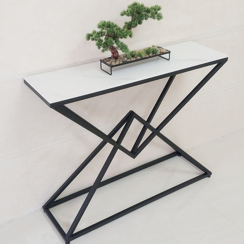 Contemporary Iron Console Accent Table with Shelves for Hall