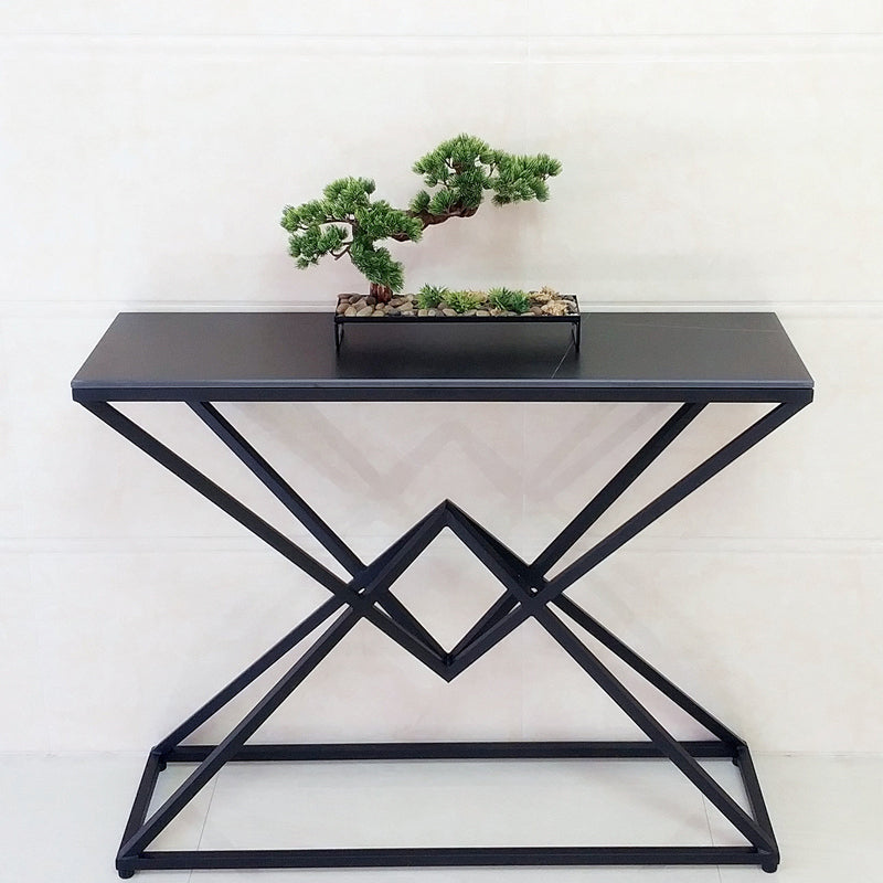 Contemporary Iron Console Accent Table with Shelves for Hall