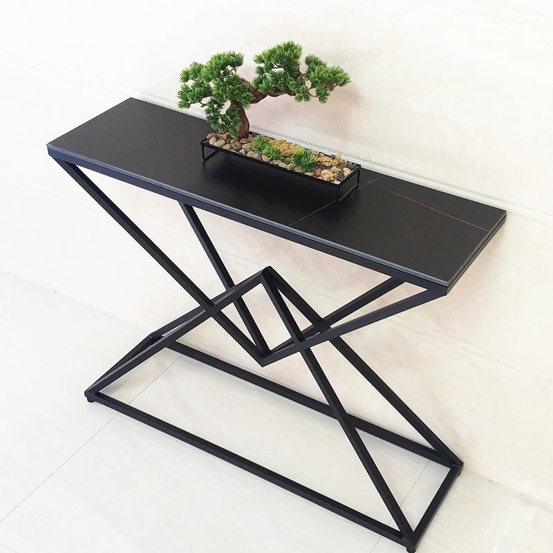 Contemporary Iron Console Accent Table with Shelves for Hall