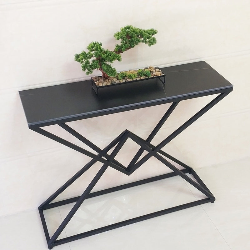 Contemporary Iron Console Accent Table with Shelves for Hall