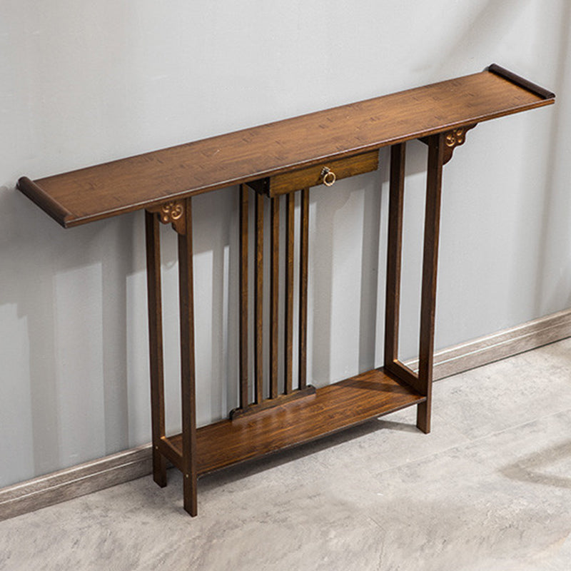 Contemporary Rectangle Console Table Warm Brown Wood Console Sofa Table