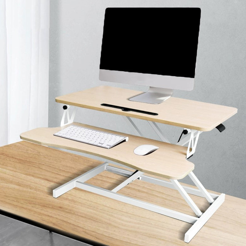 Rectangular Shaped Standing Desk Converter Folding Wood for Office