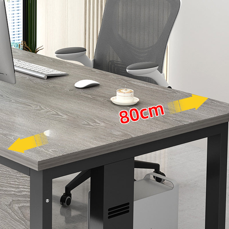 Rectangular Shaped Office Writing Table Wood with 2 Legs in Grey/Brown