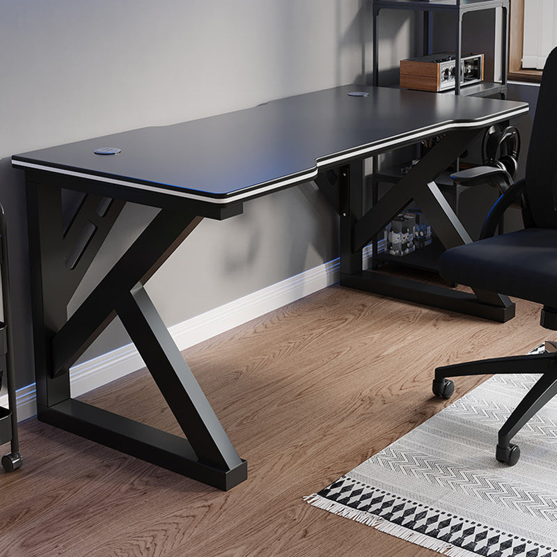 Contemporary Wooden Office Desk Rectangle Computer Desk with Metal Base