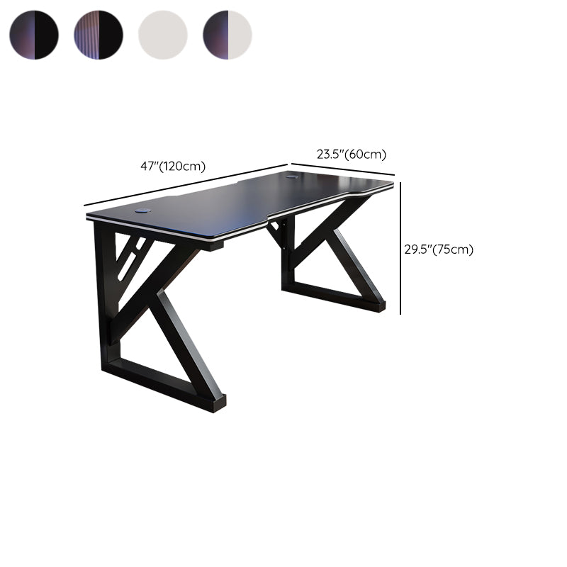 Contemporary Wooden Office Desk Rectangle Computer Desk with Metal Base