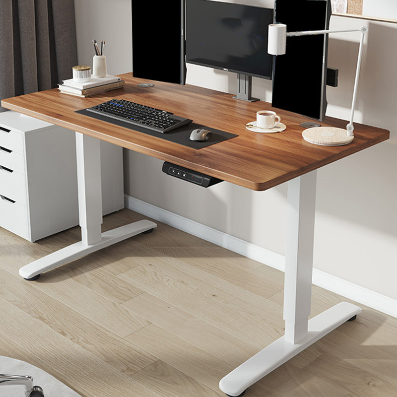 Contemporary Adjustable Height Computer Desk T-Shape Base Standing Desk