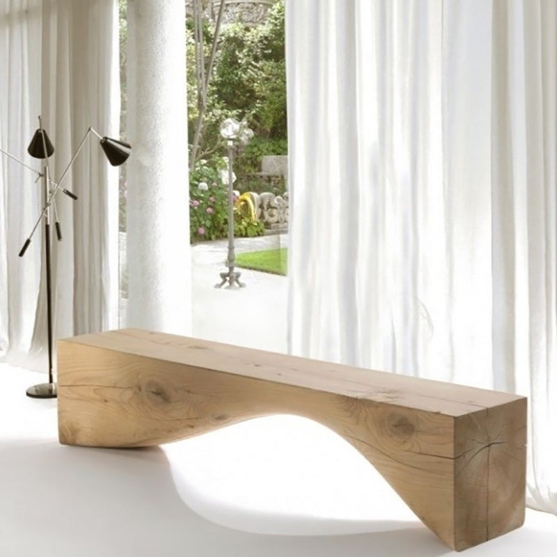 Modern Backless Seating Bench Rectangle Pine Wood Seating Bench