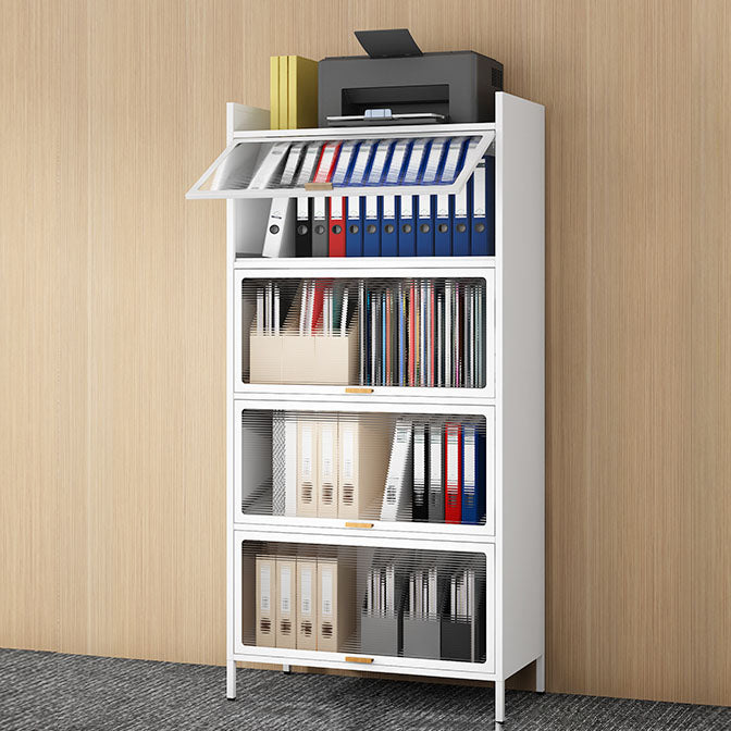 Modern Glass White Filing Cabinet with Lock Storage for Home and Office