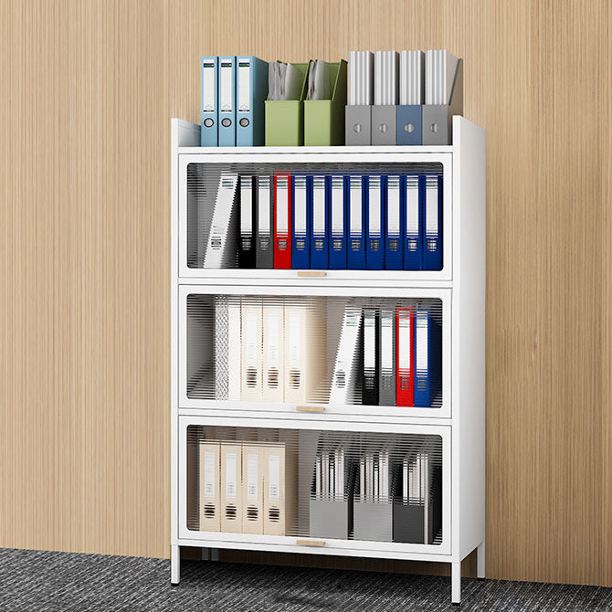 Modern Glass White Filing Cabinet with Lock Storage for Home and Office