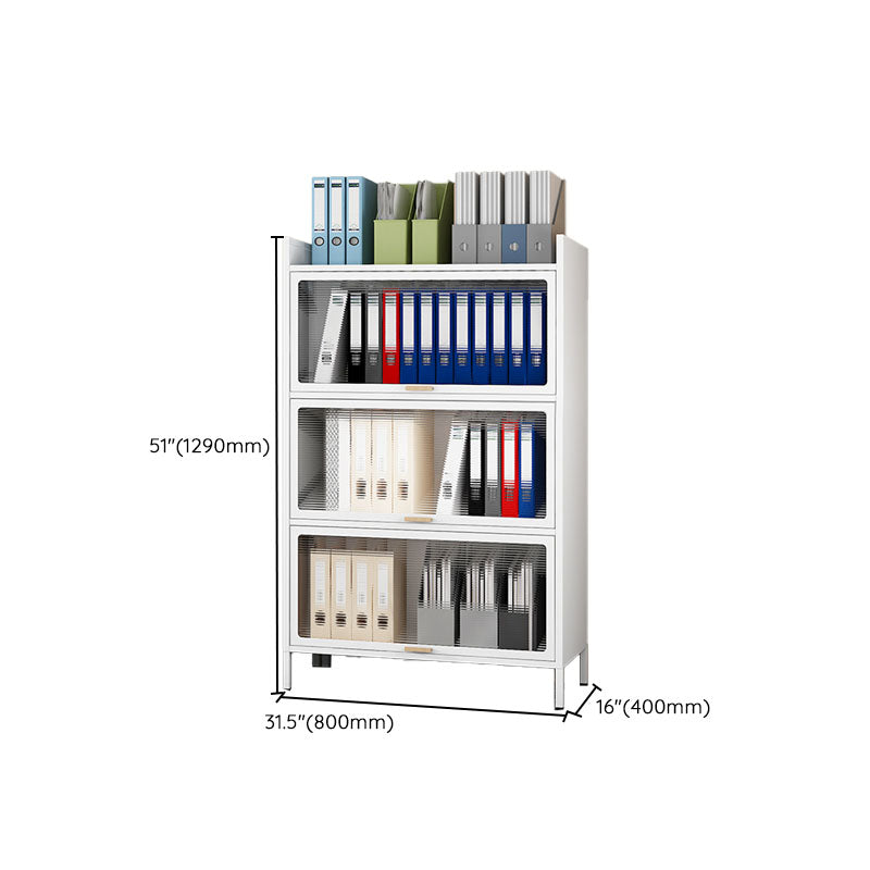 Modern Glass White Filing Cabinet with Lock Storage for Home and Office