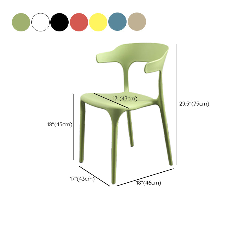 Modern Style Arm Chair Plastic Open Back Dining Room Chair for Kitchen