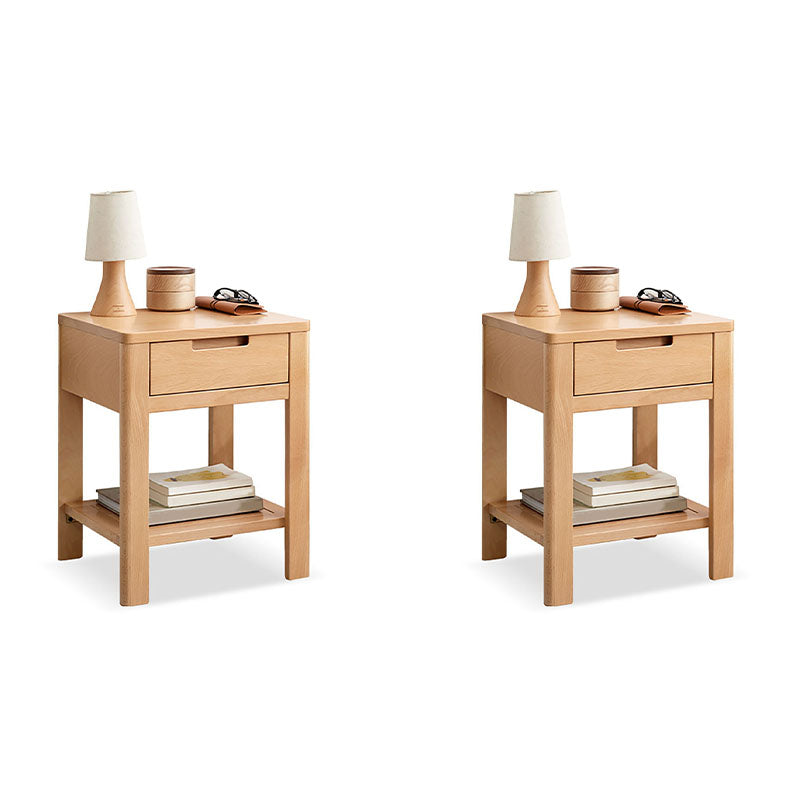 Scandinavian Wood Bedside Cabinet Open Storage with Shelf for Bedroom