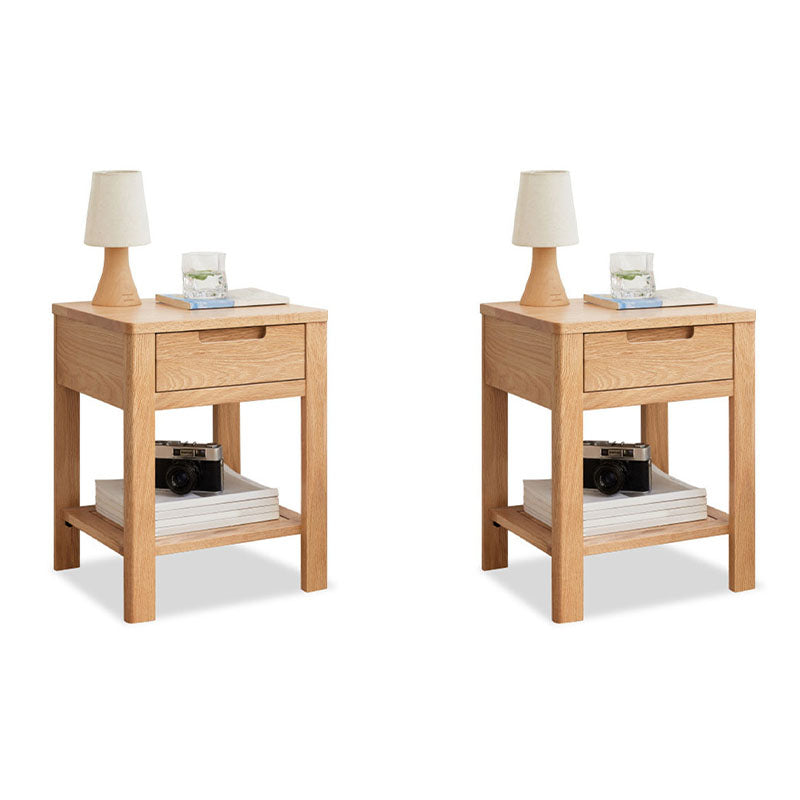 Scandinavian Wood Bedside Cabinet Open Storage with Shelf for Bedroom