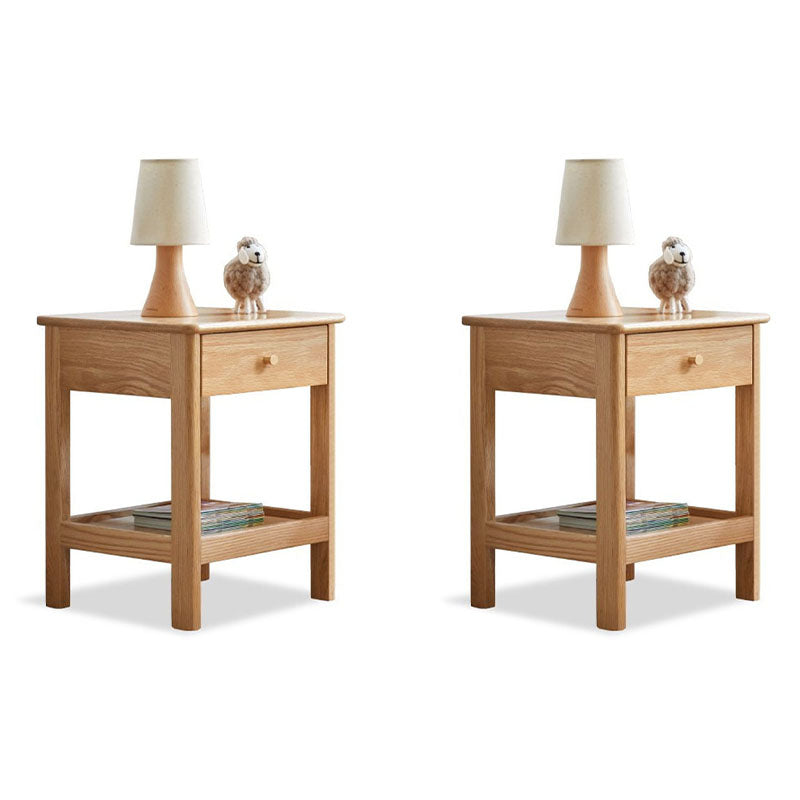 Scandinavian Wood Bedside Cabinet Open Storage with Shelf for Bedroom