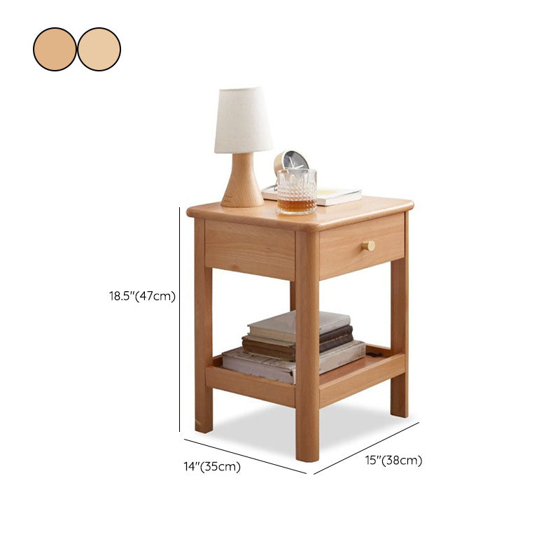 Scandinavian Wood Bedside Cabinet Open Storage with Shelf for Bedroom