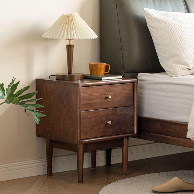 Mid Century Modern Wooden Bedside Cabinet with 4 Legs for Bedroom