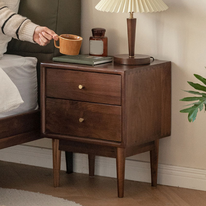 Mid Century Modern Wooden Bedside Cabinet with 4 Legs for Bedroom