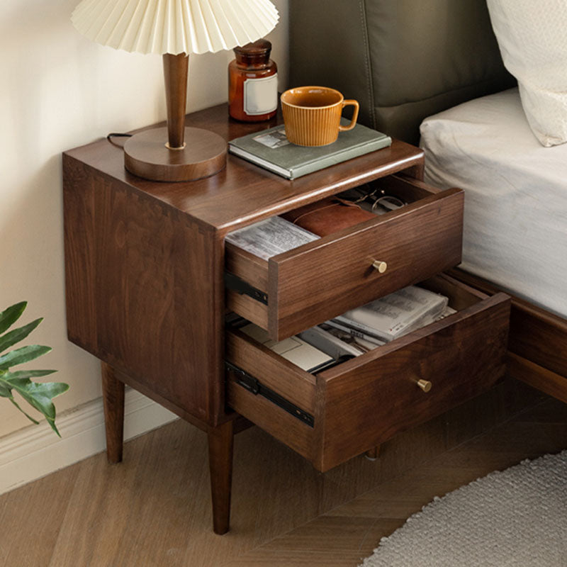 Mid Century Modern Wooden Bedside Cabinet with 4 Legs for Bedroom