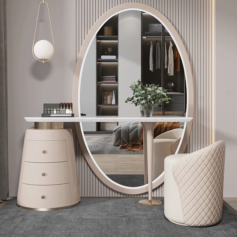 Modern with Drawer Metallic Mirror Bedroom With Stool Dressing Table