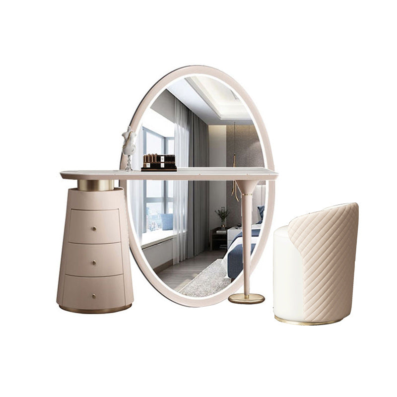 Modern with Drawer Metallic Mirror Bedroom With Stool Dressing Table