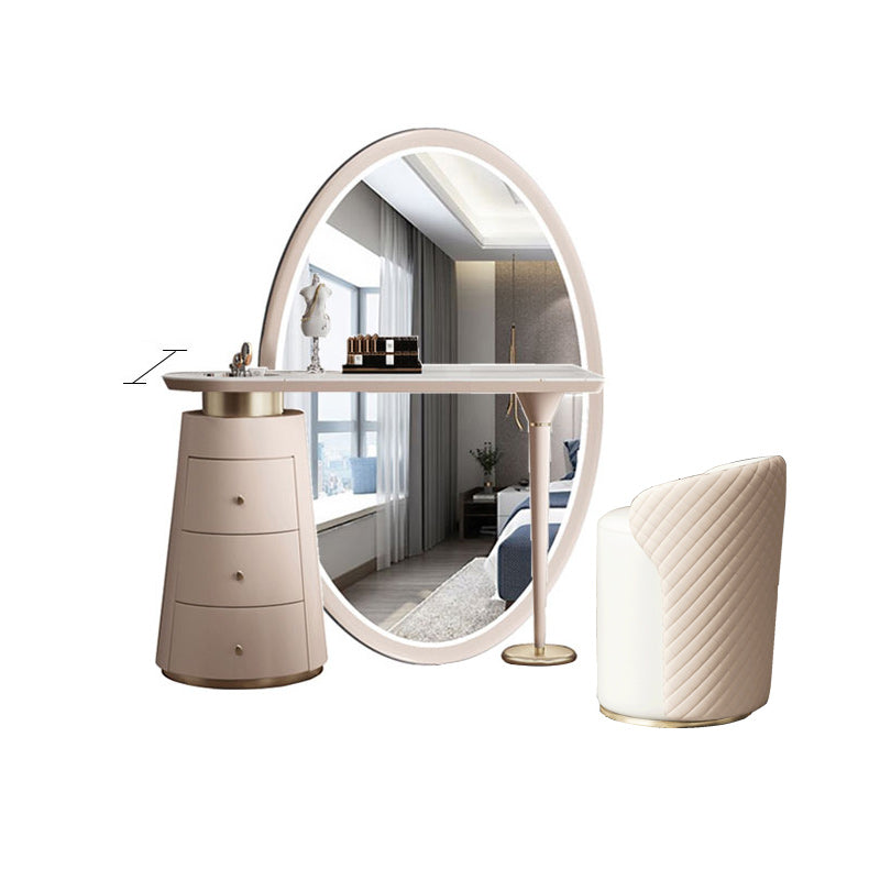 Modern with Drawer Metallic Mirror Bedroom With Stool Dressing Table