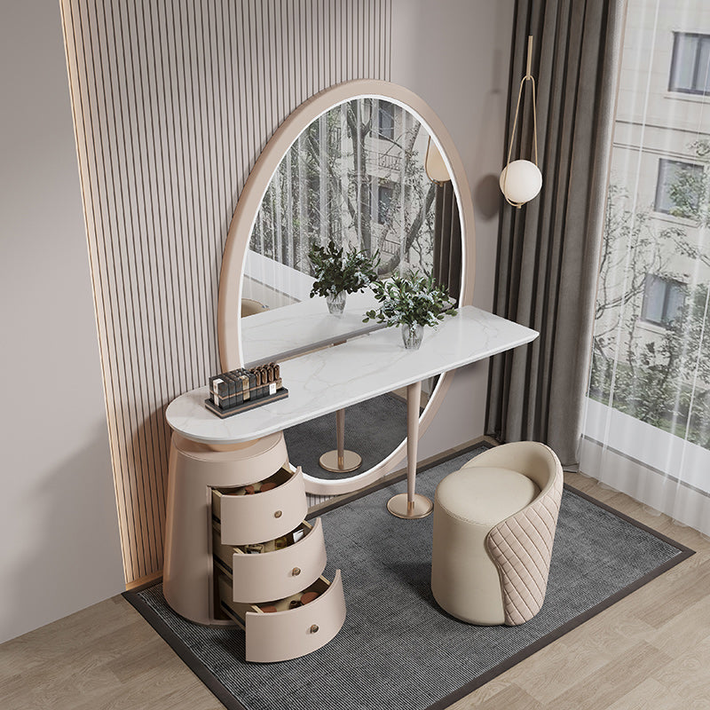 Modern with Drawer Metallic Mirror Bedroom With Stool Dressing Table