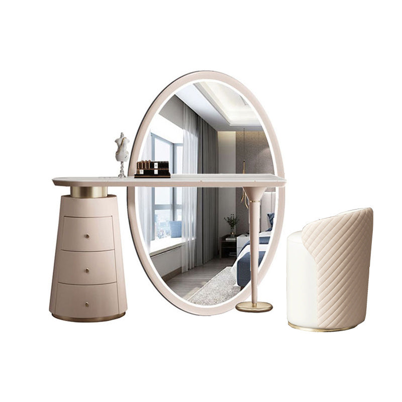 Modern with Drawer Metallic Mirror Bedroom With Stool Dressing Table