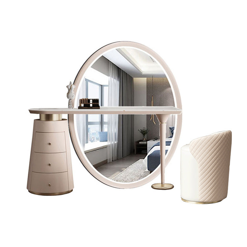 Modern with Drawer Metallic Mirror Bedroom With Stool Dressing Table