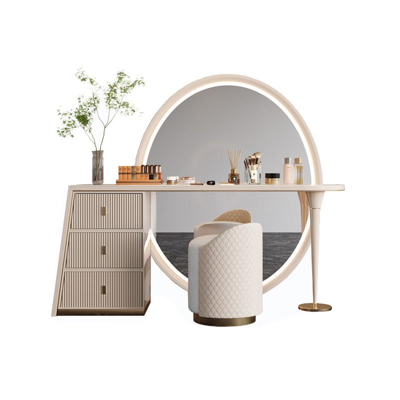 Modern with Drawer Metallic Mirror Bedroom With Stool Dressing Table
