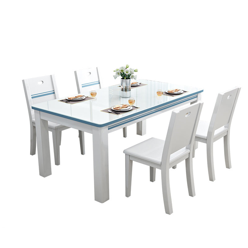 1/5/7 Piece Dining Room Table and Chair Set with Solid Wood and in White